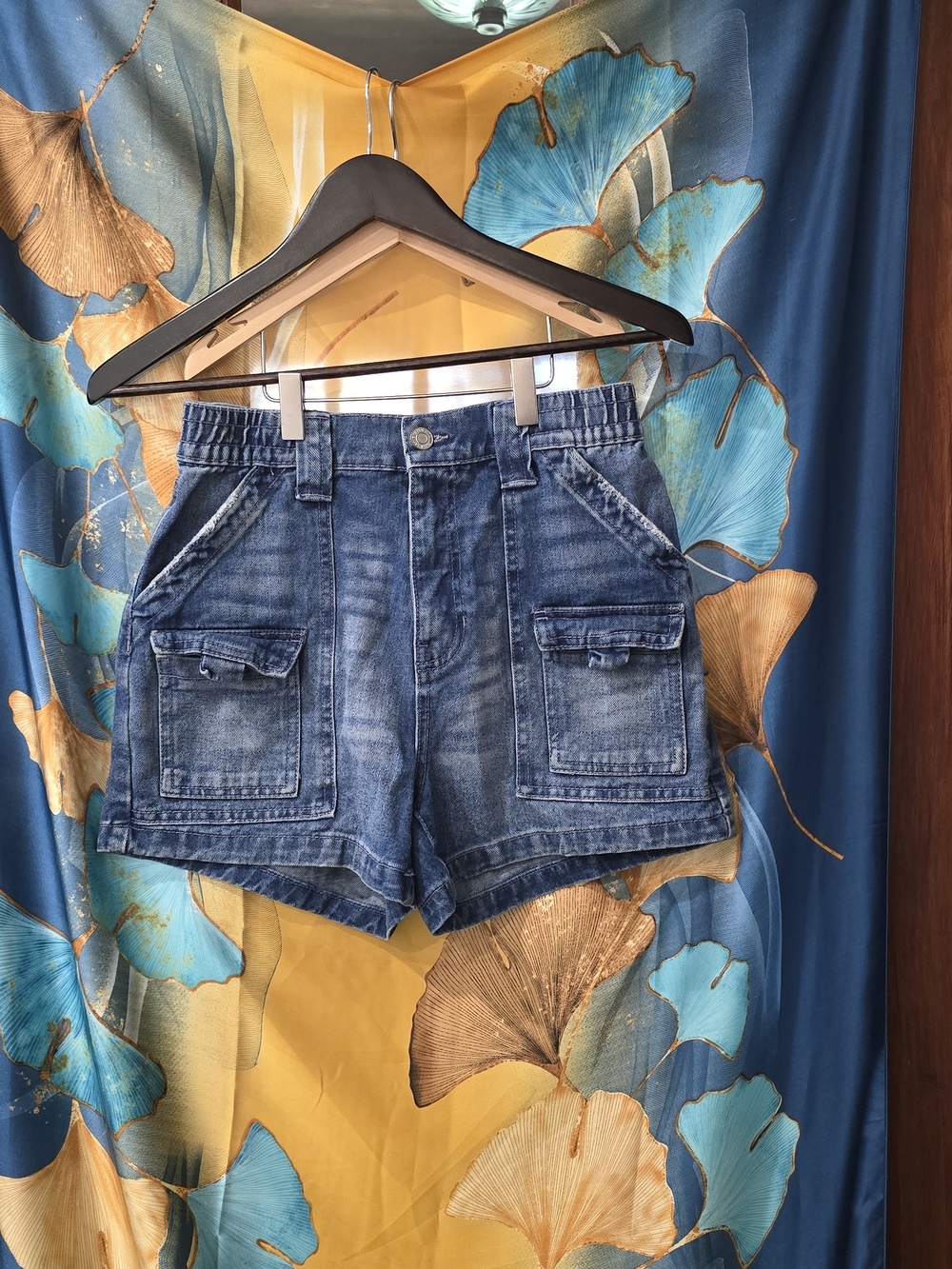 Bluenotes Distressed Blue Denim Cargo Shorts
